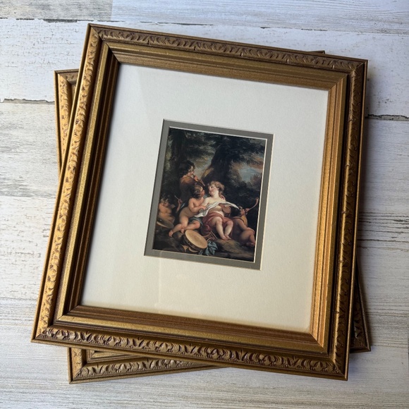 Vintage Gold Framed Neoclassical Rococo Cherub Allegory Art Prints (Set of 2) - Picture 3 of 10